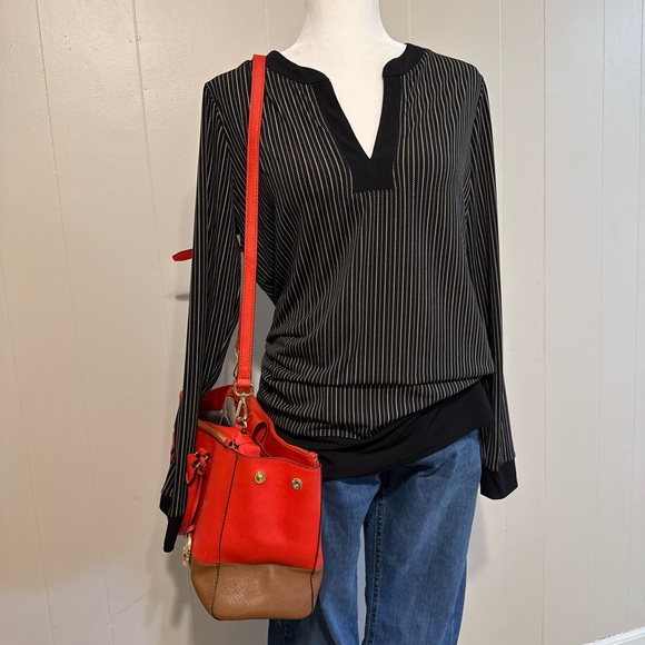 Michael Kors Black and White Striped Blouse - Picture 2 of 4